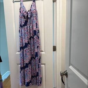 Lilly Pulitzer Blue and Pink Sleeveless Maxi Dress